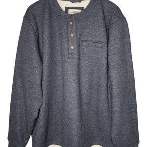 LL Bean Katahdin Iron Works Waffle Fleece Thermal Henley Mens XL Charcoal